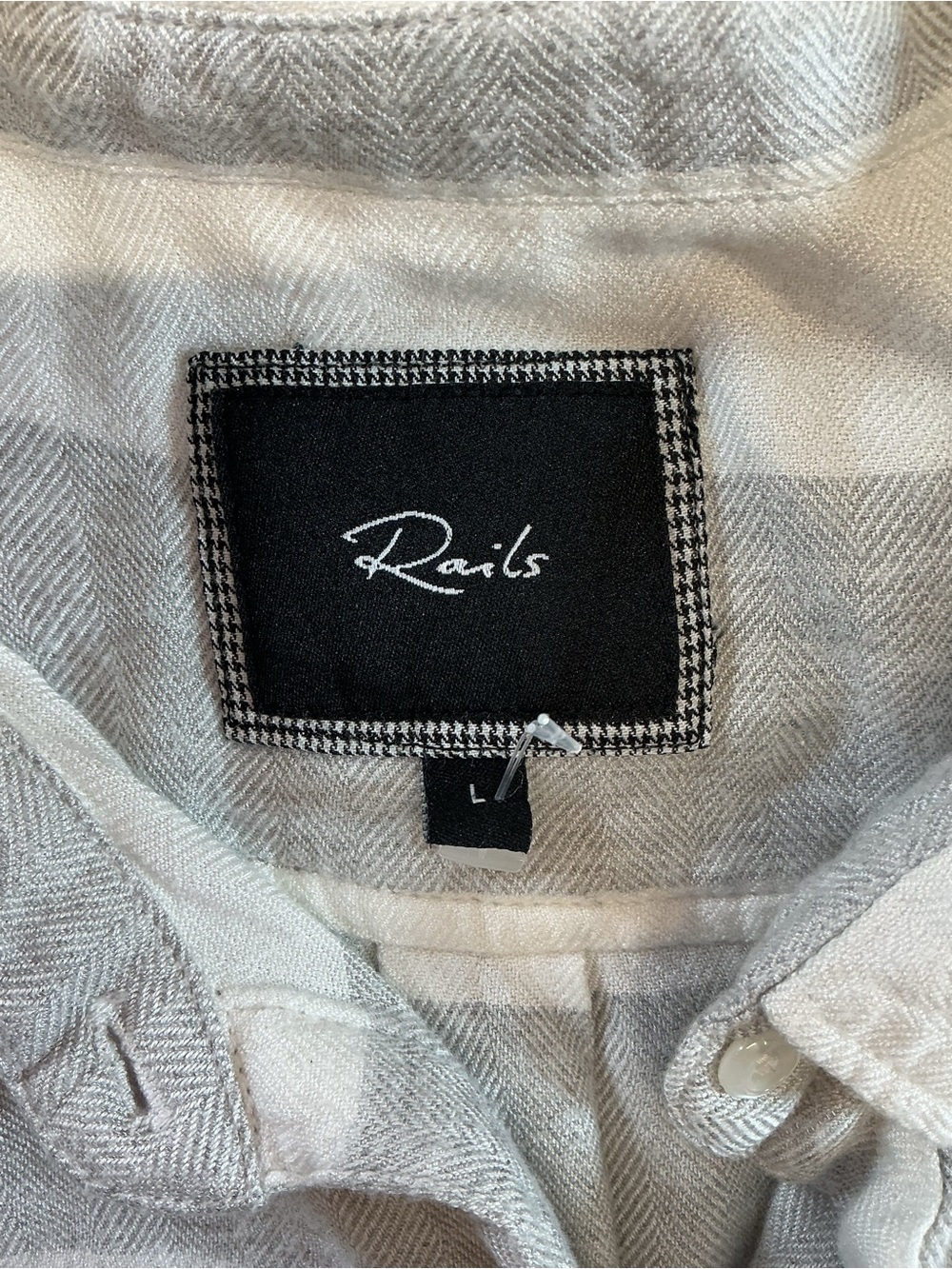 Rails Casual Striped Button-Down Shirt — Light Gray & White Size L - Picture 2 of 3